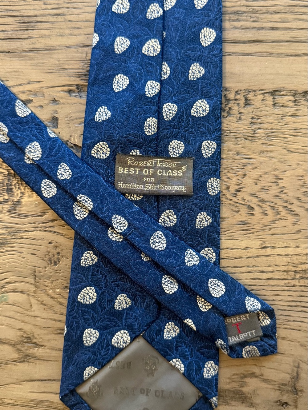 Robert Talbott Best Of Class Navy tie with Cream Colored Medallions